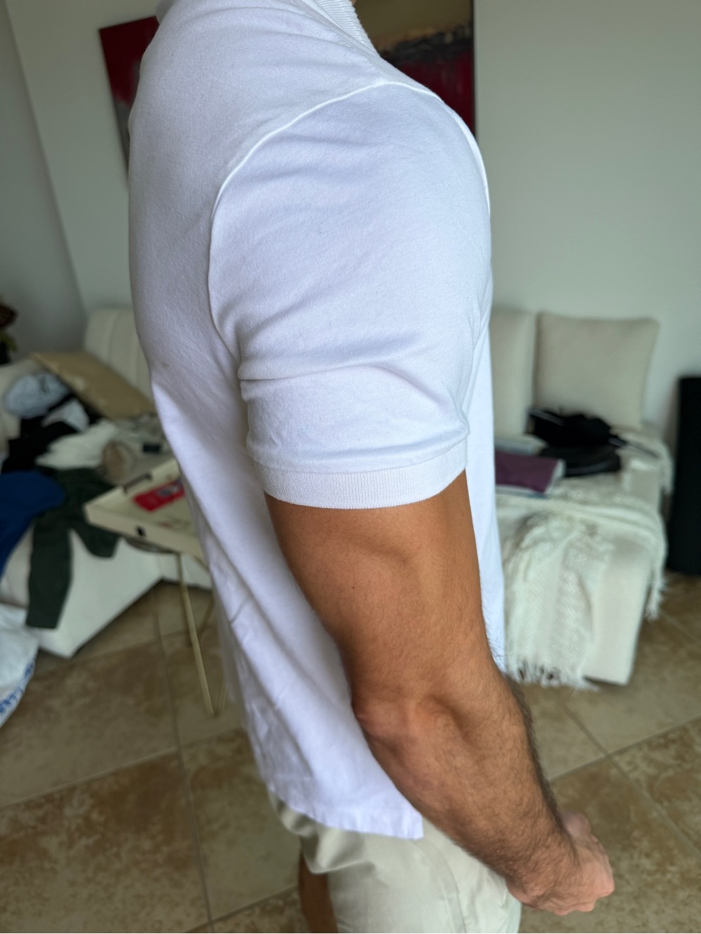 Hugo Boss Men's White Short-Sleeve Zip Polo Shirt - Picture 3 of 6